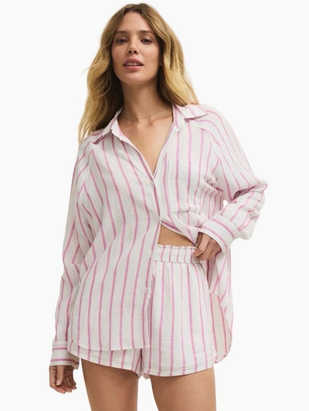 Z Supply Spanish Rose button up linen set